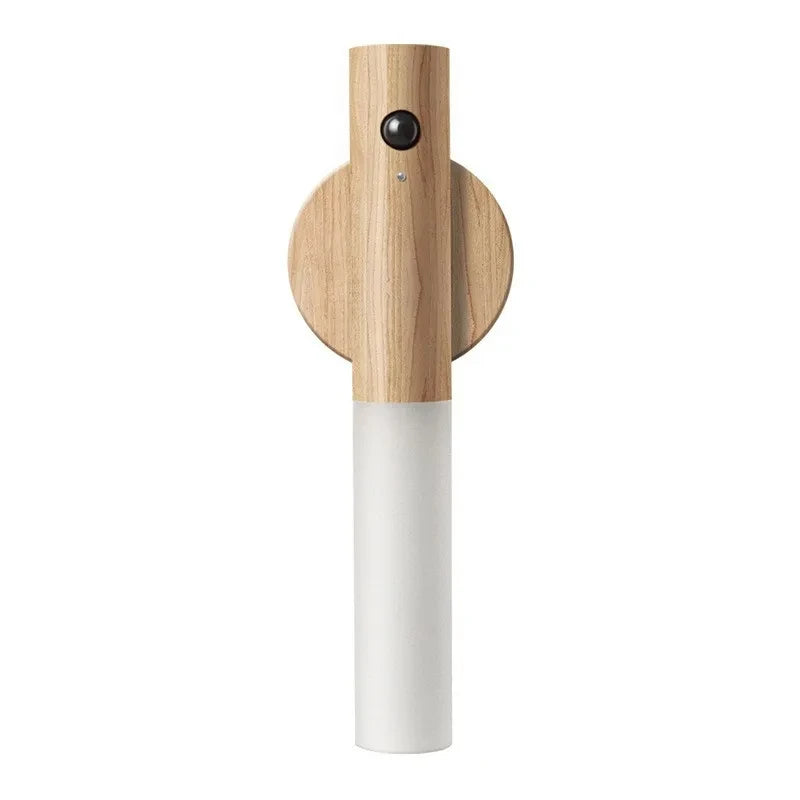 lampe chevet bois naturel blanc texture moderne minimaliste aimant port charge type