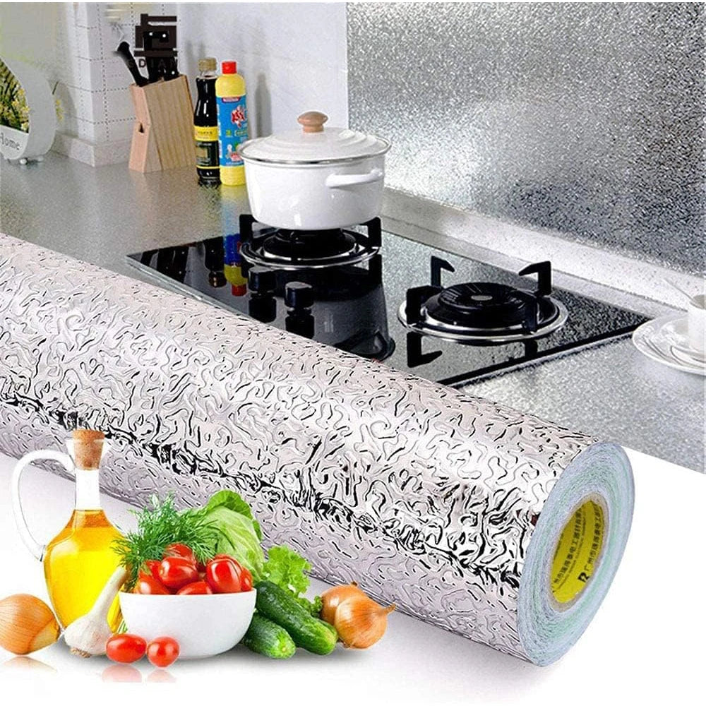 film autocollant moderne argenté texture ondulée mur cuisine 40cm 200cm