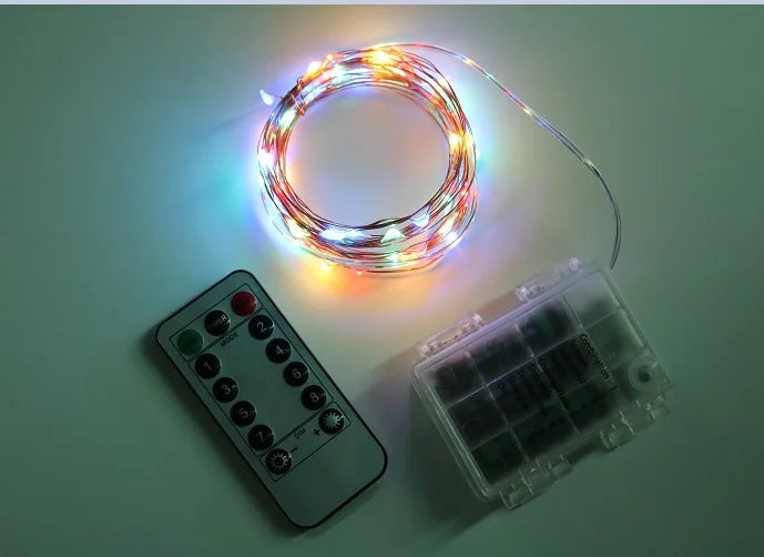 guirlande lumineuse micro led orange cuivre 10m 100led télécommande clips moderne