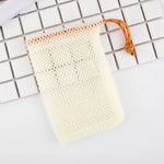 sac savon blanc rose maille fine ruban simple pratique douche