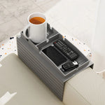 plateau silicone gris rainuré moderne plateau accoudoir canapé rangement tasses collations télécommande