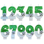 bougies anniversaire forme chiffres vert paillette ballon football clips décoratives thème sportifs numérotation enfants