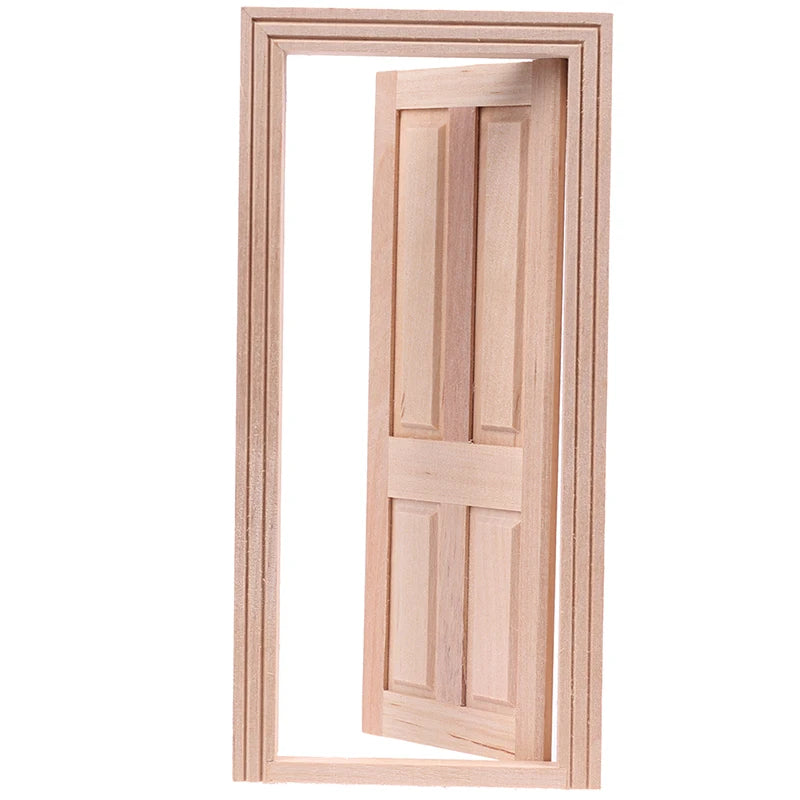 portes miniatures bois clair panneaux verticaux classique éléments décoration jouets traditionnels profils latéraux