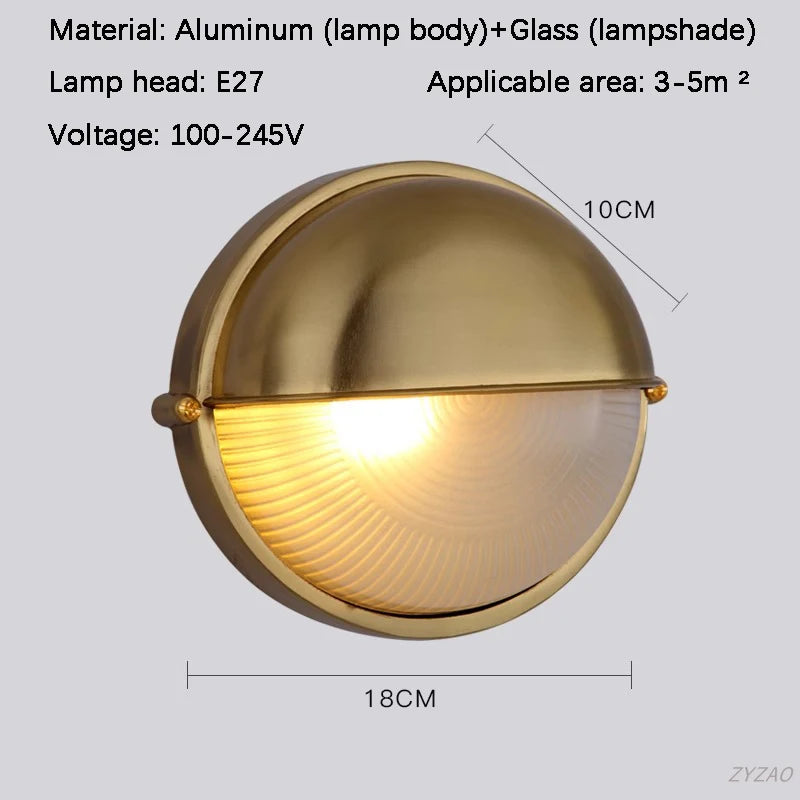 lampe murale moderne rétro argentée dorée rayures horizontales ip65 étanche led 220v 110v