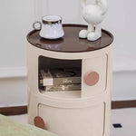 table chevet ronde plastique trois tiroirs meuble nuit moderne minimaliste