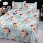 drap lit complet fleurs classique vert clair bleu clair beige violet rose adultes chambre
