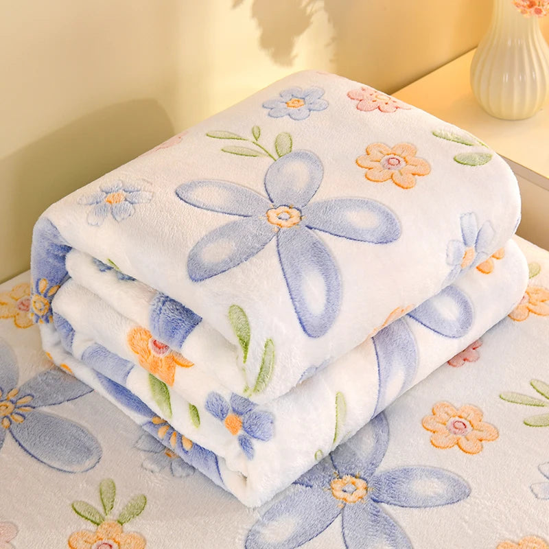 couverture polaire fleur rose printemps automne portable qualité hospitalière hôtelière voyage maison