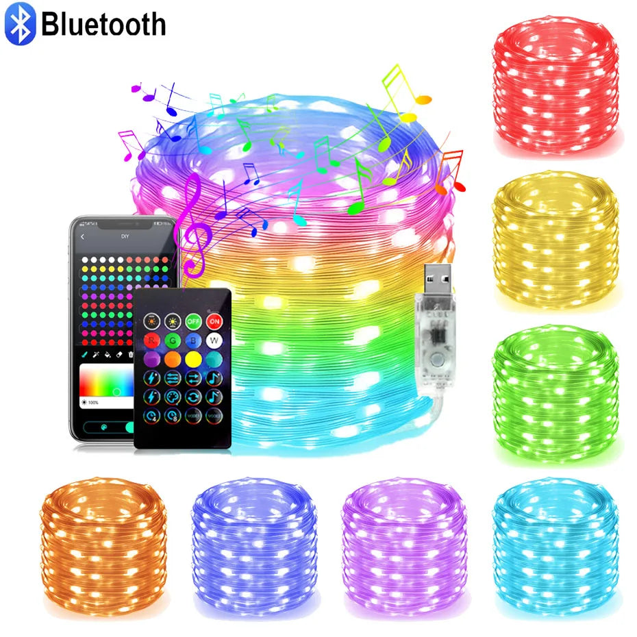 guirlande lumineuse led multicolore clips moderne décoration intérieure noël 1m 50m usb bluetooth