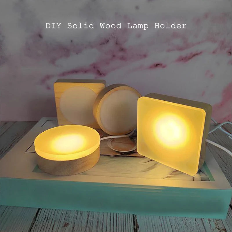 base lampe led bois naturel acrylique translucide câble usb warm white moderne minimaliste