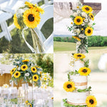 bouquet fleurs artificielles tournesol jaune feuilles vertes deco moderne exterieur intérieur fête anniversaire mariage