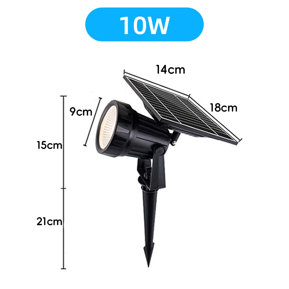 projecteur solaire led 10w 3w rgb noir moderne étanche ip65extérieur jardin cour chemin
