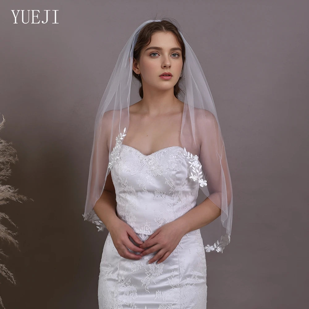 voile mariée blanc broderies florales classique monocouche translucide femme soirée