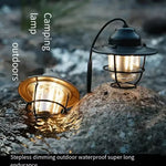lampe camping vintage robuste noir beige gris métal verre transparent rechargeableextérieur camping portable