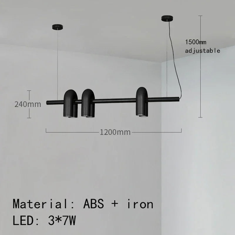 Suspension lumineuse moderne tubulaire contemporaine gris noir rouge ampoules intégrées
