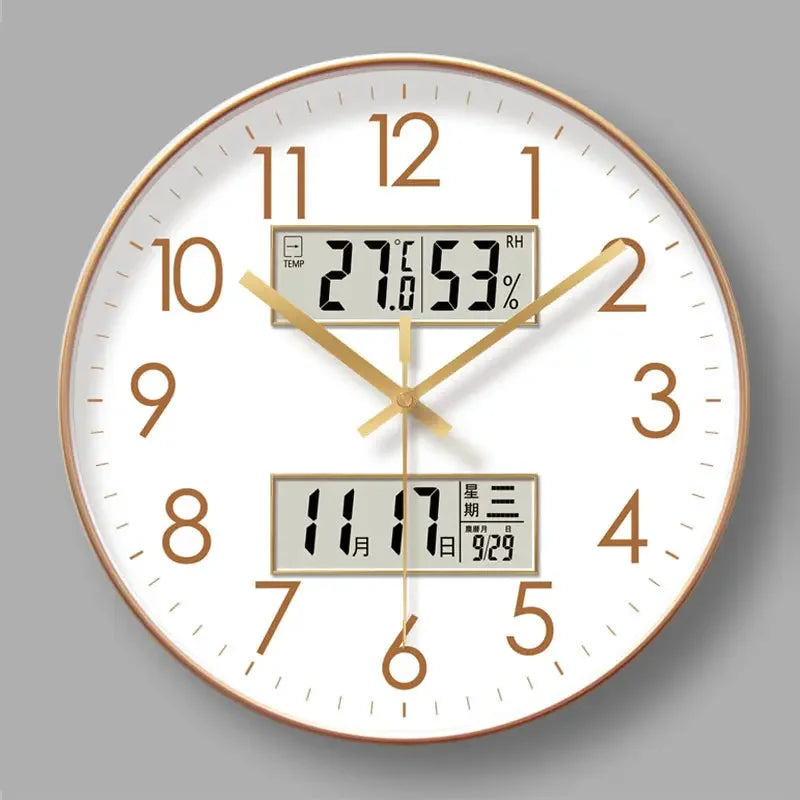 horloge murale moderne quartz affichage digital date température aiguille minimaliste chambre salon