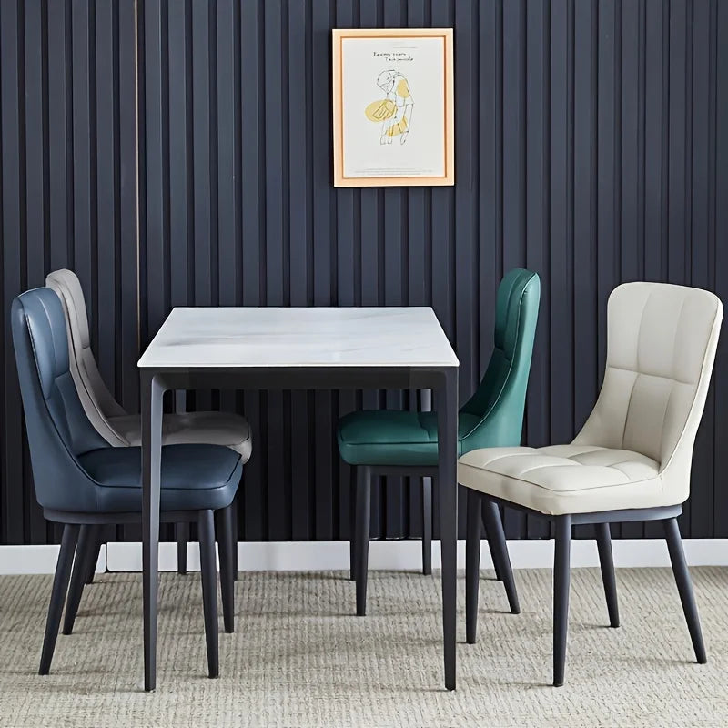 chaise salle manger moderne bleu marine motif losange métal contemporain