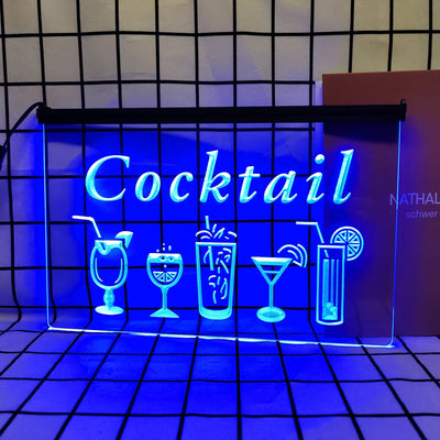 Enseigne lumineuse néon cocktail rétro décoration murale