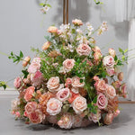 arche decorative fleurs artificielles hortensia rose blanc romantique intérieur anniversaire mariage