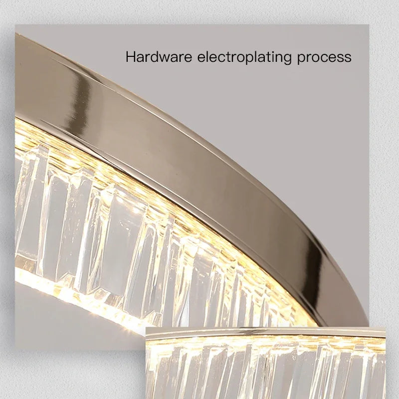 Suspension lumineuse moderne or transparent strass franges câbles suspendus led semi encastrée adjustable