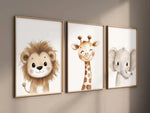 affiches animaux mignons girafe lion éléphant moderne décoration enfant sans cadre encre imperméable toile