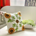 taies d'oreiller décoratives fleur brodées polyester coton respectueux environnement jacquard blanc vert violet turquoise