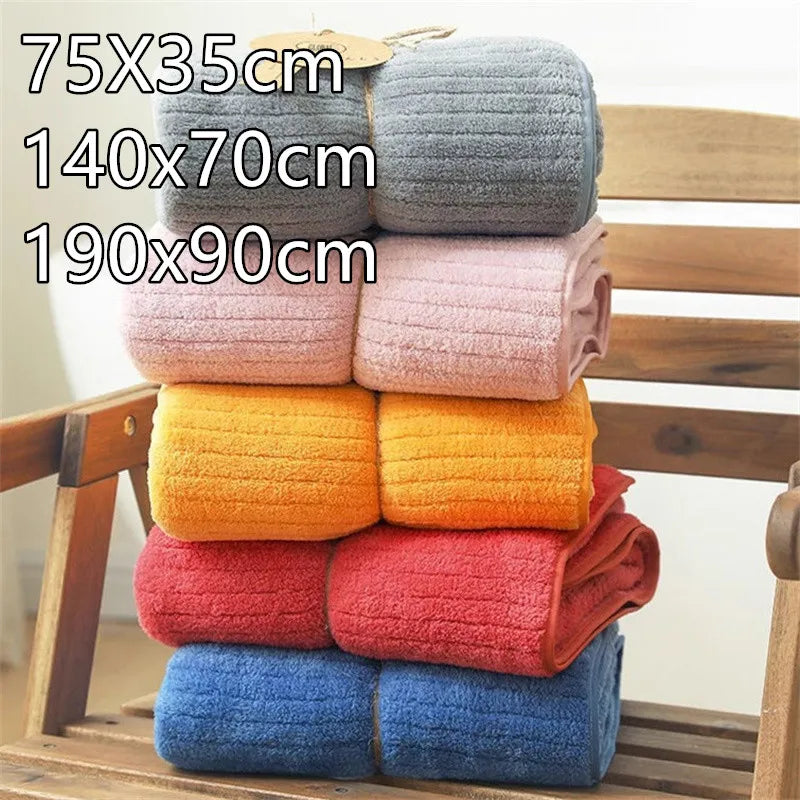 serviettes bain microfibre absorbantes rayées gris rose orange rouge bleu rapide séchage moderne confortables
