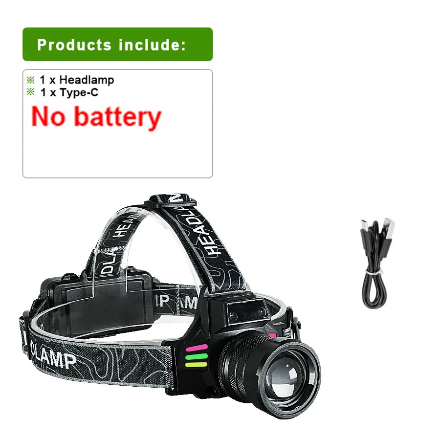 lampe frontale led super brillante longue portée rechargeable pêche chasse camping