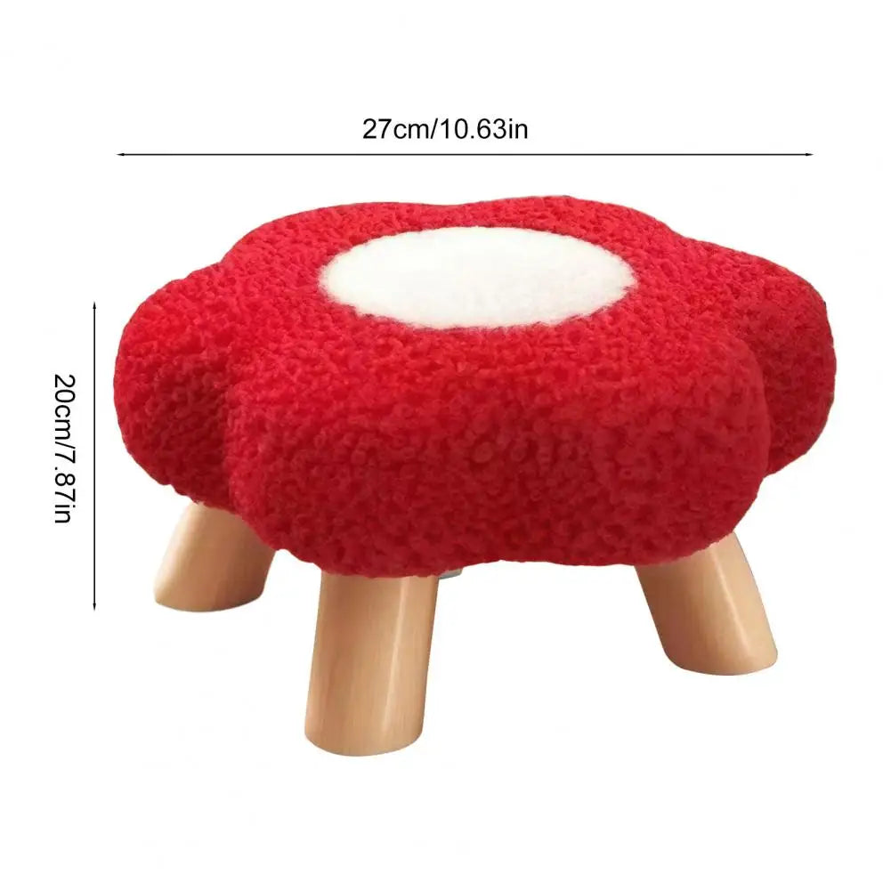 tabouret fleur pieds bois coussin peluche doux moderne rose vert jaune rouge chambre