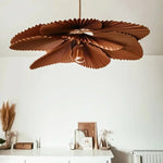 lampe suspendue moderne pliée marron noir salle manger chambre papier éclairage warm light