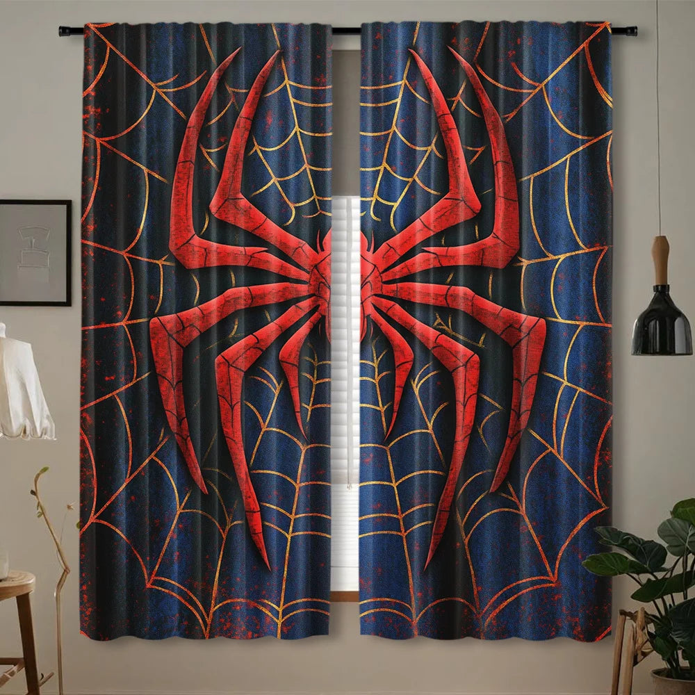rideau moderne toile d'araignée rouge opaque 100% polyester chambre