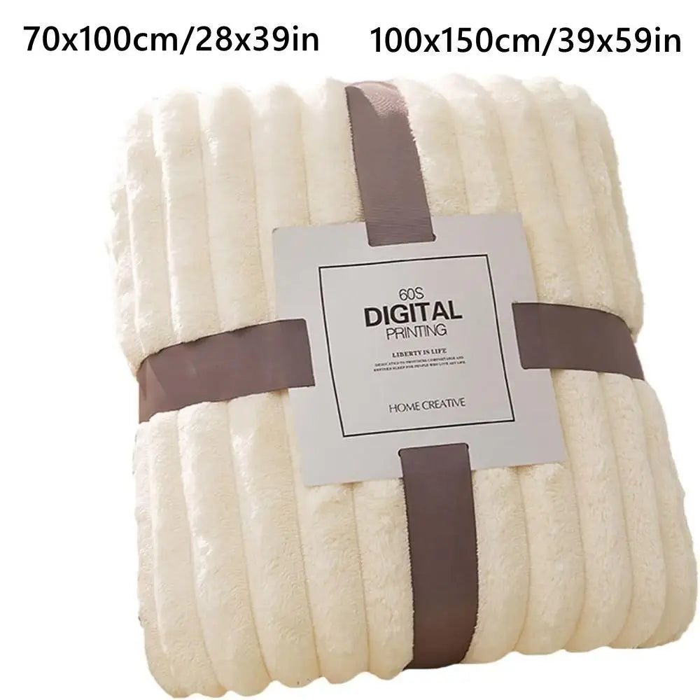 couverture polaire beige rayures hiver douce polyester coton 100x150cm 70x100cm 45x65cm confortable fixations