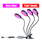 lampe croissance led noir moderne minuterie usb 5v têtes crochets réglable auto