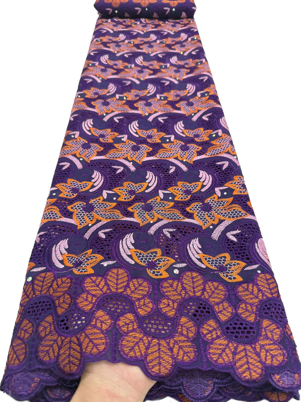 tissu brodé violet bleu rose floral occasion mariage qualité élevée dentelle polyester opaque élégant