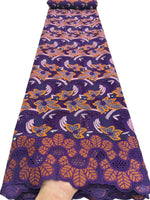 tissu brodé violet bleu rose floral occasion mariage qualité élevée dentelle polyester opaque élégant