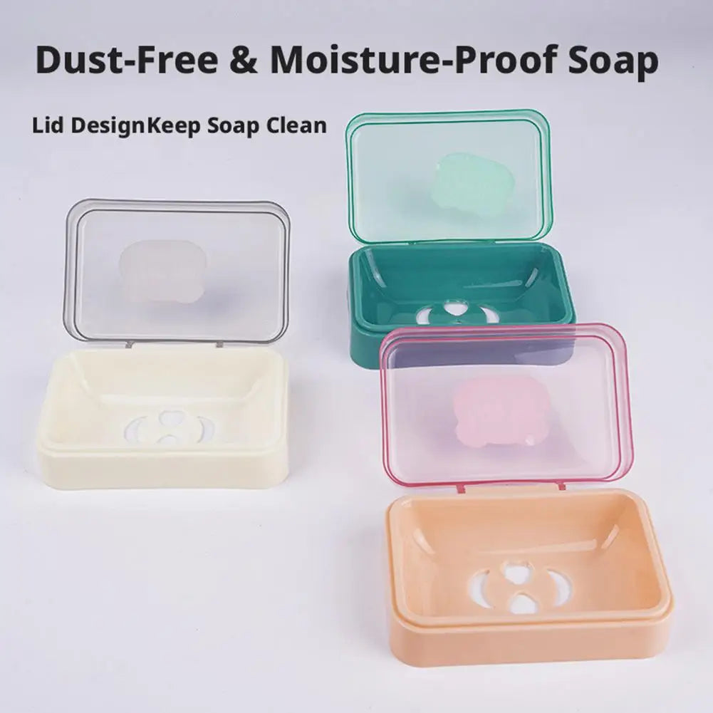 support savon transparent moderne couleurs vert beige rose jaune salle bain egouttoir couvercle rabattable