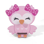 présentoir lunettes forme chouette kawaii rose marron bois décoratif maison plumes nœuds mignon