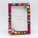 cadre photo diy rose fuchsia vert jaune blanc violet orange floral enfantin 4x6 inches