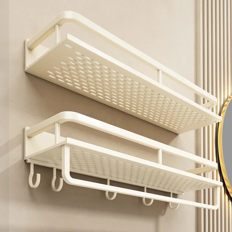 étagère murale moderne grille ventilation clip fixation salle bain cuisine organisation couleur beige claire