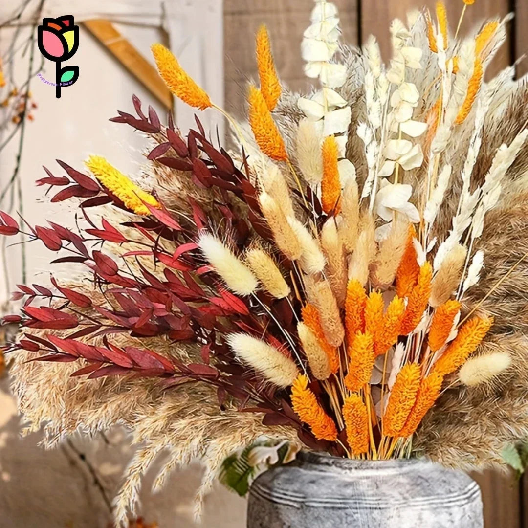 décoration intérieure bouquet fleurs séchées orange blanc rustique naturel table fête