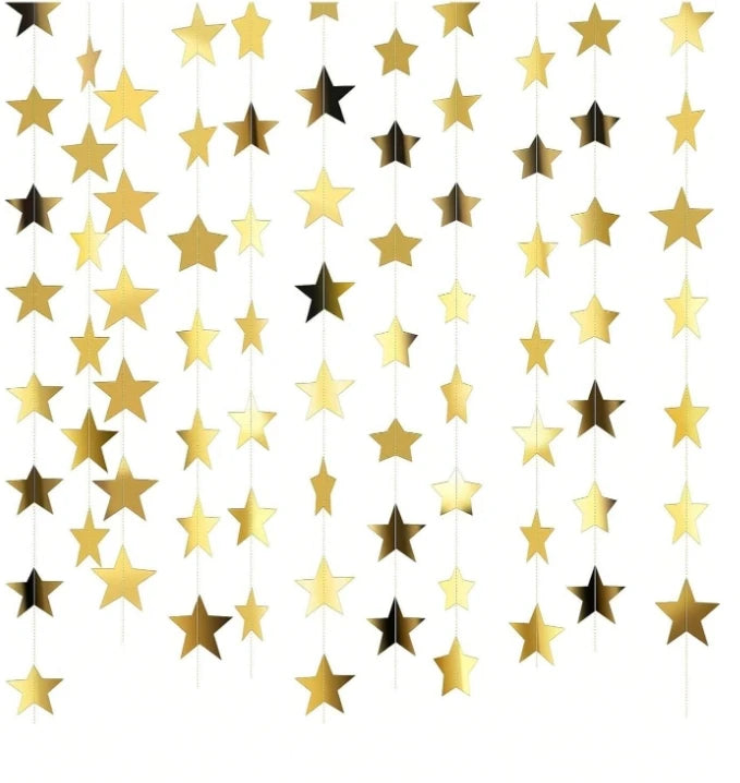 guirlande étoiles paillettes or noir argent verte fête anniversaire mariage réception décoration célébration confettis