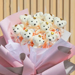 ours peluche blanc doux velouté rubans strass coeurs couronne dorée décoration anniversaire mariage
