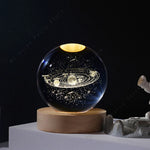 veilleuse globe céleste transparent doré planètes galaxie câble usb base bois deco chambre