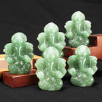 statuette ganesha vert clair aventurine opale artisanale détails fins sculpture main décoration maison jardin