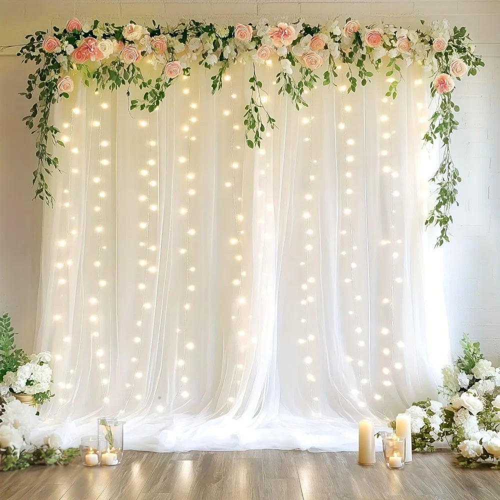 rideau blanc moderne guirlande lumineuse 160cm 300cm mariage anniversaire noël