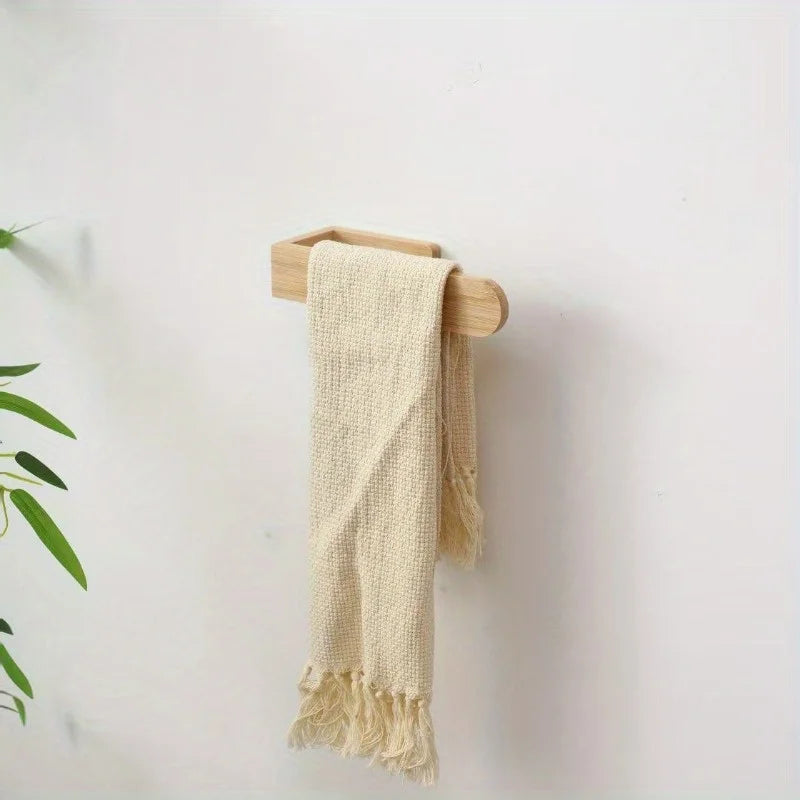 porte serviettes mural bois minimaliste sans perçage support papier toilette salle bain robuste grain