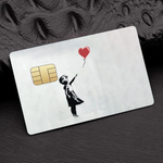 sticker pop art fille ballon cœur fond grunge carte bancaire waterproo réutilisable