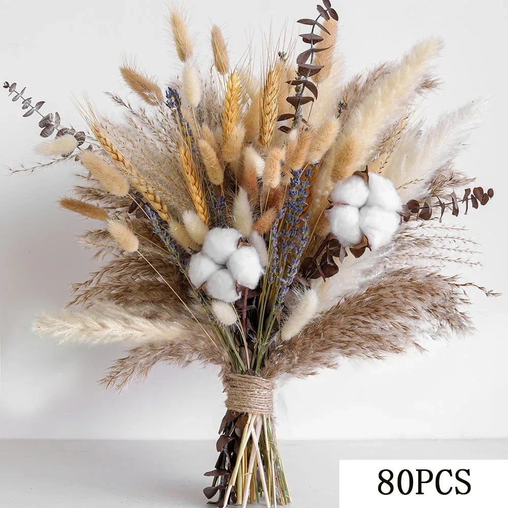 bouquet graminées séchées pampas blondes beiges vases décor maison anniversaire mariage