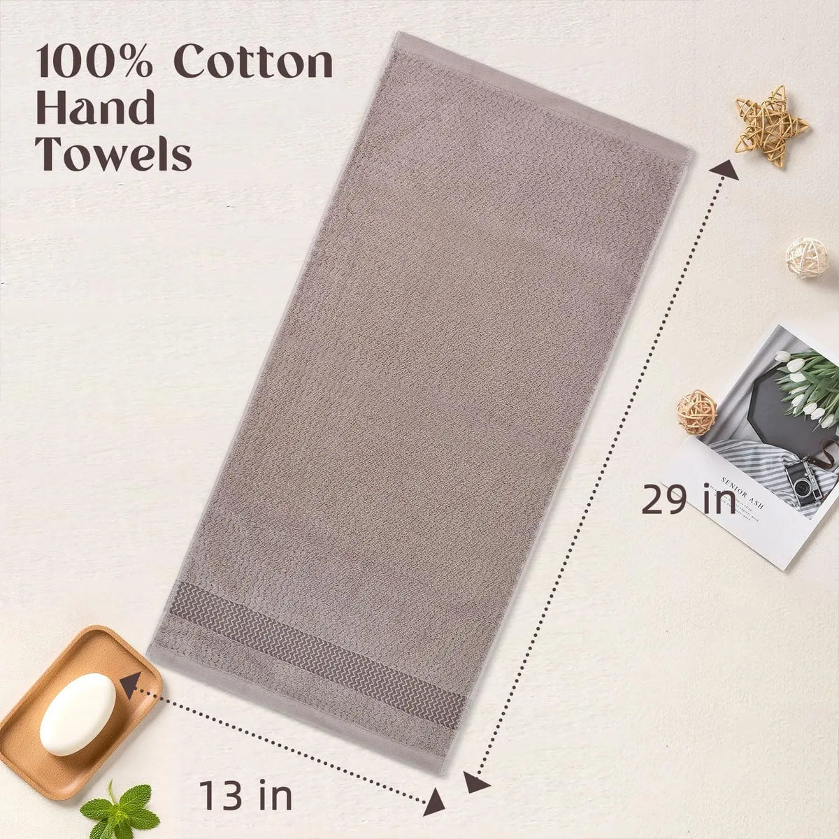 serviettes toilette coton ondulées gris modernes salle bain durable machine laver 34x74cm anneaux murales