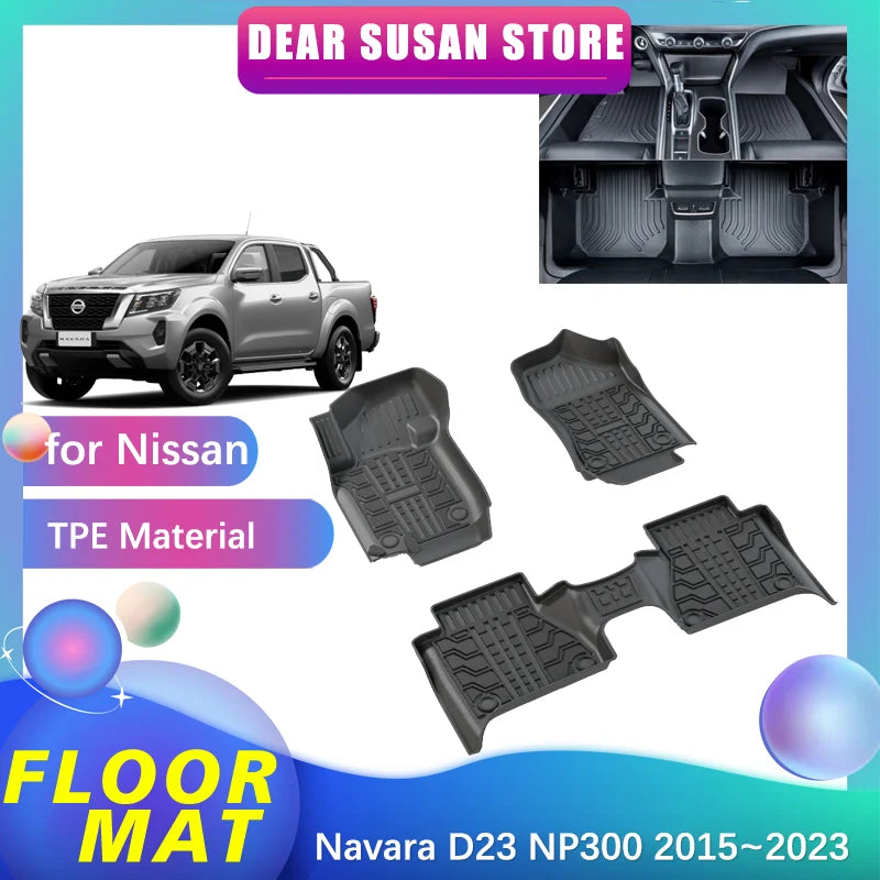 tapis sol noir rayures horizontales surface rugueuse pratique résistant nissan navara d23 tekna np300
