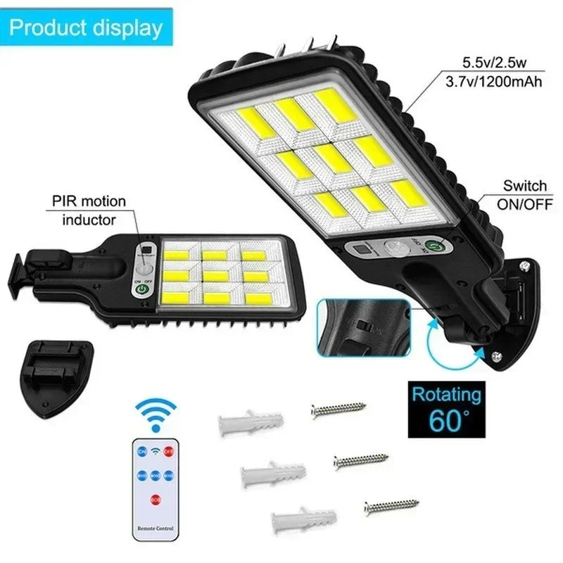 lampe rue solaire moderne noire led ip65 extérieure capteur mouvement fixée vis